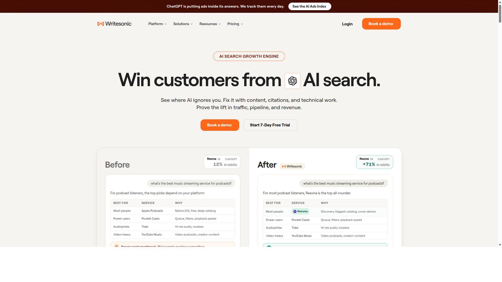 Writesonic website