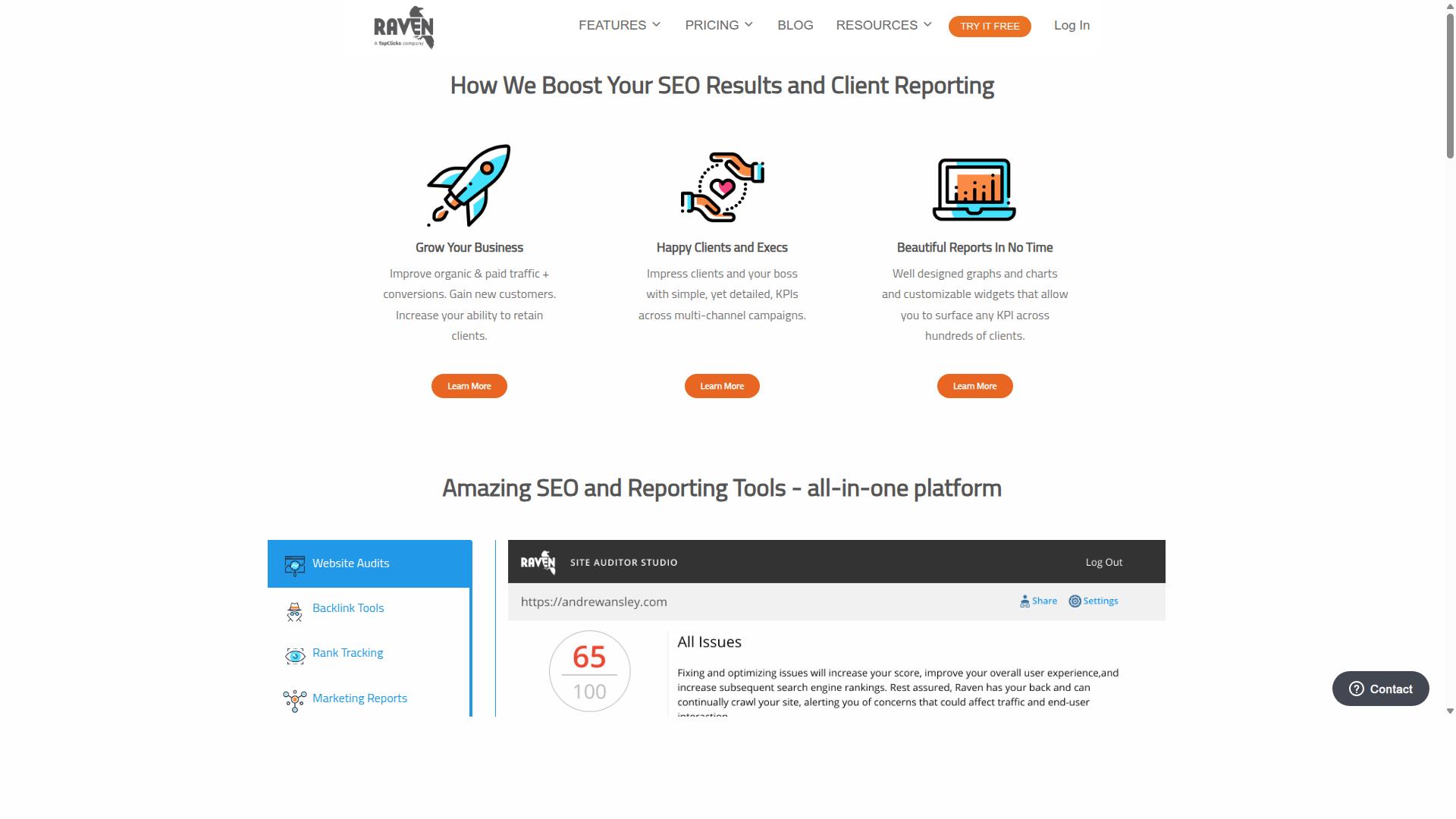 Raven Tools website